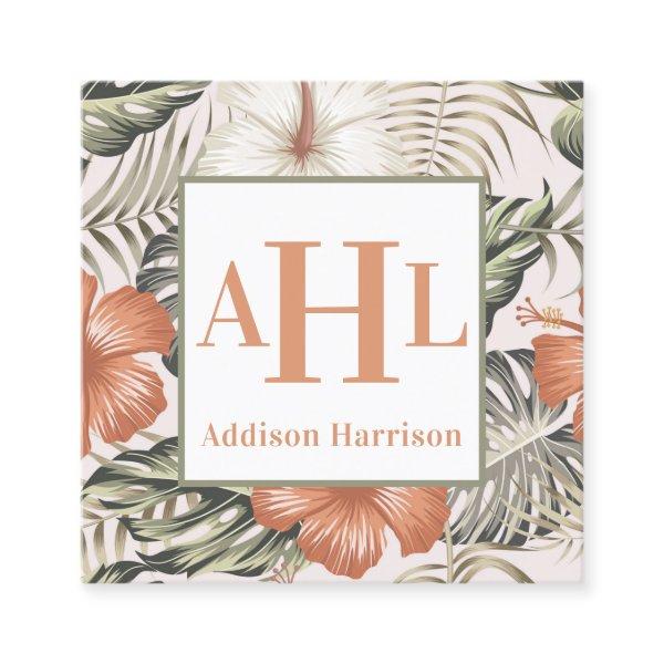 Tropical calling card, Monogram Enclosure Square