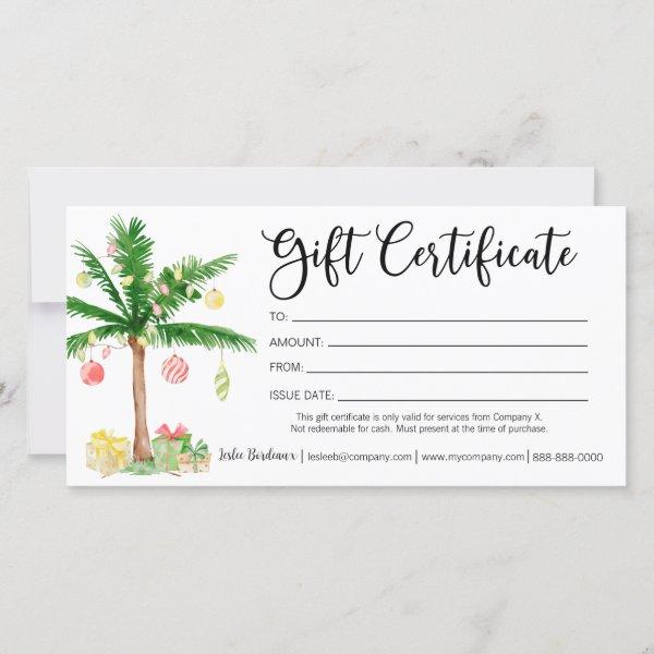 Tropical Christmas Gift Certificate