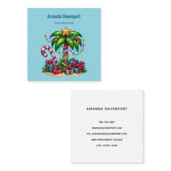 Tropical Christmas Palm Tree Square