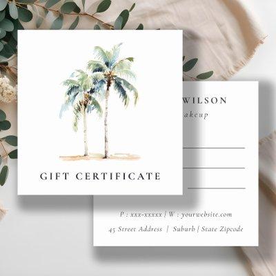 Tropical Coastal Palm Trees Gift Certificate