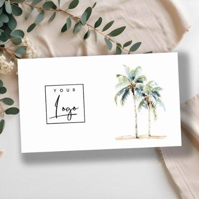 Tropical Coastal Palm Trees Watercolor Logo