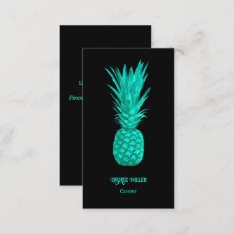 Tropical Elegant Teal Black Pineapple Art