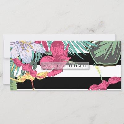 Tropical Floral Flowers Leaves Gift Certificate
