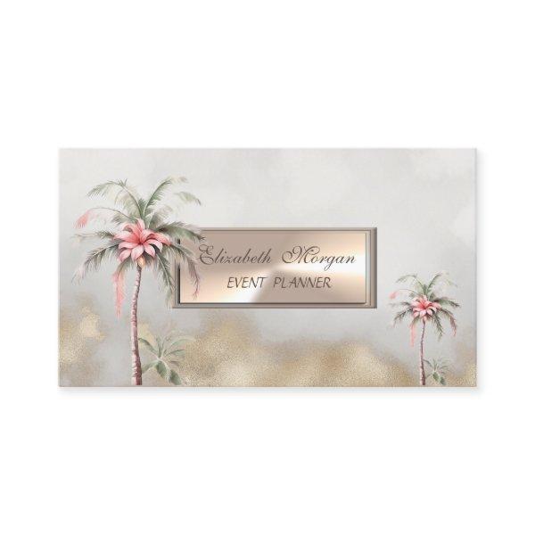 Tropical Flower Palm Trees Gold