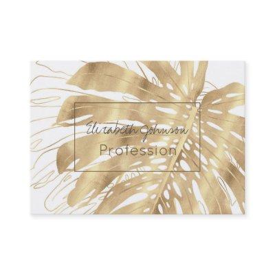 Tropical Gold Monstera Leaf White Design