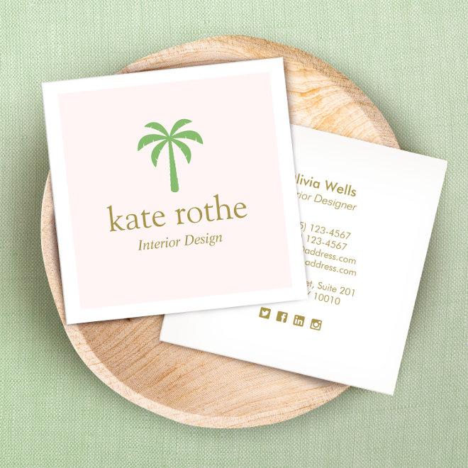 Tropical Green Modern  Palm Tree Calling Card
