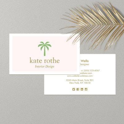 Tropical Green Palm Tree Calling Card