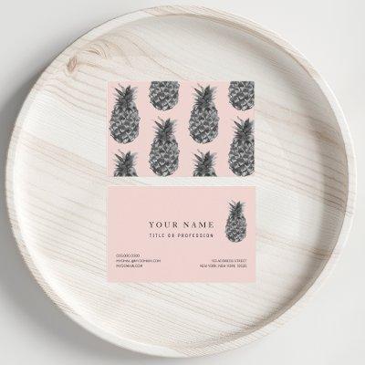 Tropical Grey & Pink Pineapple Seamless Pattern