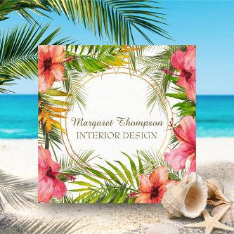 Tropical Island Watercolor Floral | Square