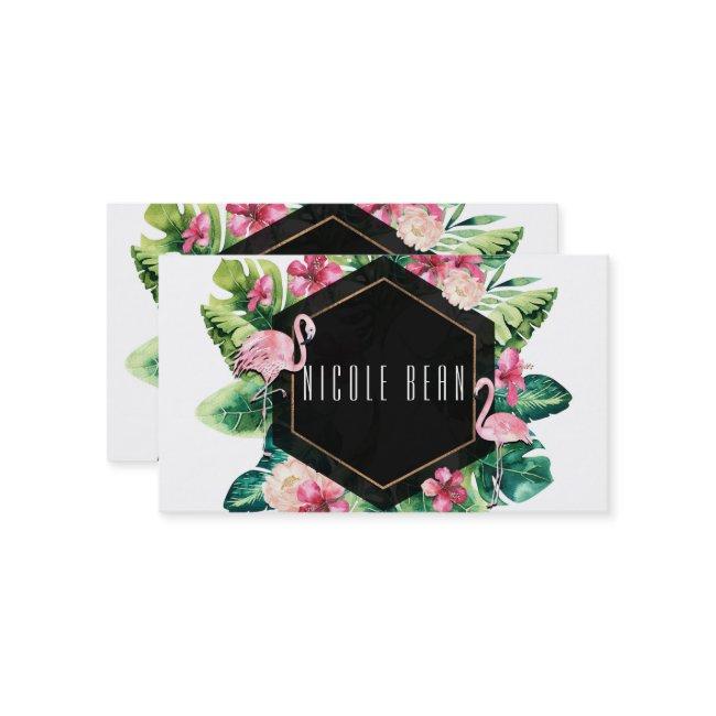 Tropical Leaves Hibiscus Flamingos Elegant Chic