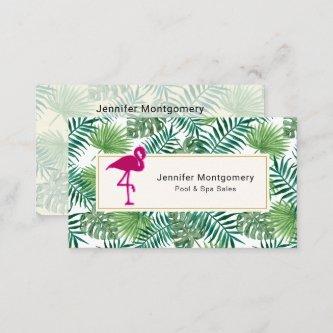 Tropical Leaves Pattern and Pink Flamingo