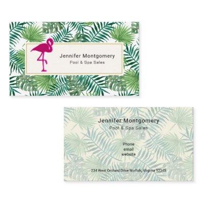 Tropical Leaves Pattern and Pink Flamingo