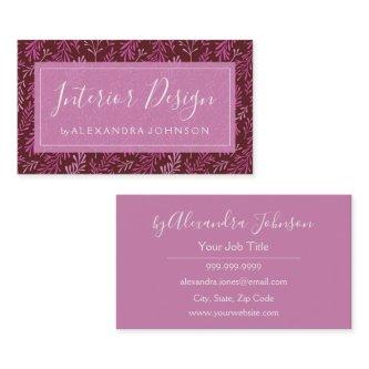 Tropical Leaves Pink and Burgundy Pattern