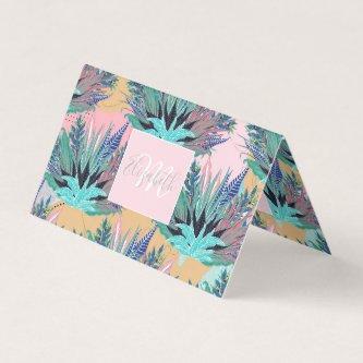 Tropical Mint Foliage Modern Pink Design