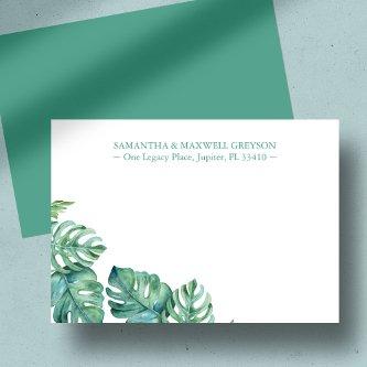 Tropical Palm Greenery Personalized Stationery Note Card