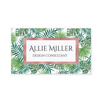 Tropical Palm Leaf Botanical Faux Rose Gold