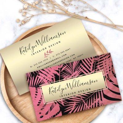 Tropical palm pink gold elegant script typography
