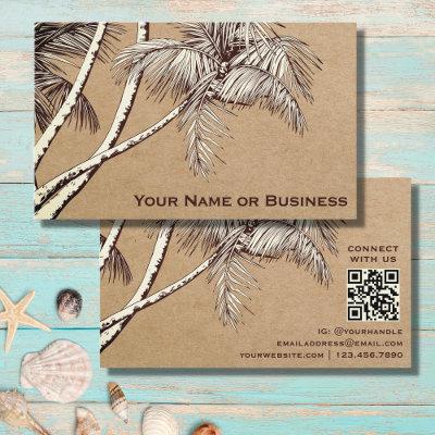 Tropical Palm Trees Beach with QR Code