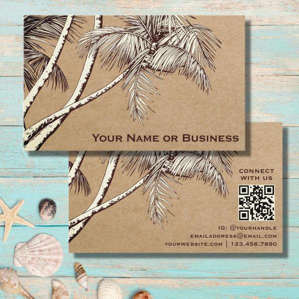 Tropical Palm Trees Beach with QR Code