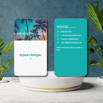Tropical Palm Trees Sound Waves Beat Teal DJ