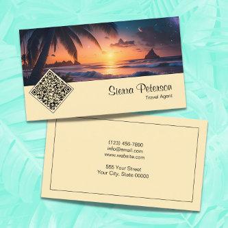 Tropical Paradise Beach Sunset QR Code