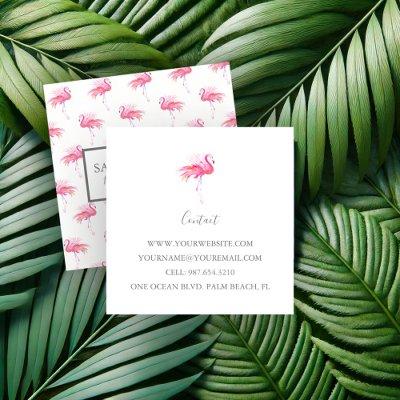 Tropical Pink Flamingo Pattern Square