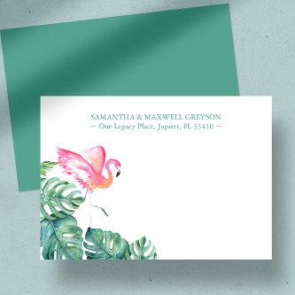 Tropical Pink Flamingo Personalized Stationery Note Card