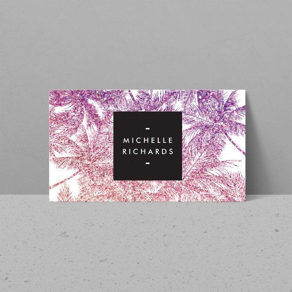 Tropical Purple/Pink Glitter Palms