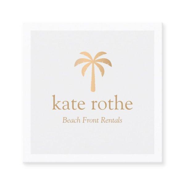 Tropical Rose Gold Palm Tree Calling Card