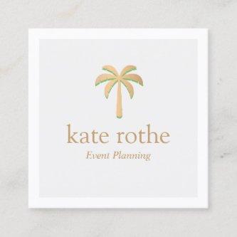 Tropical Rose Gold Palm Tree Event Planner Calling Card