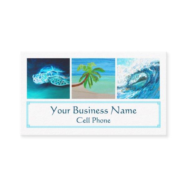 Tropical Sea Turtle Palm Tree Ocean Wave Surf