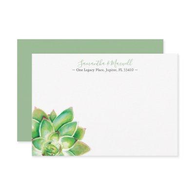 Tropical Succulent Personalized Stationery  Note Card