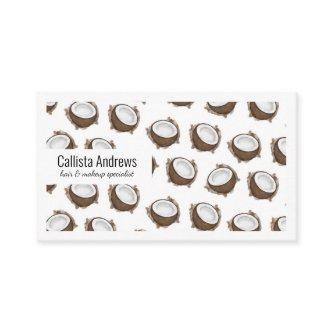 Tropical Summer Brown White Coconut Fruit Pattern