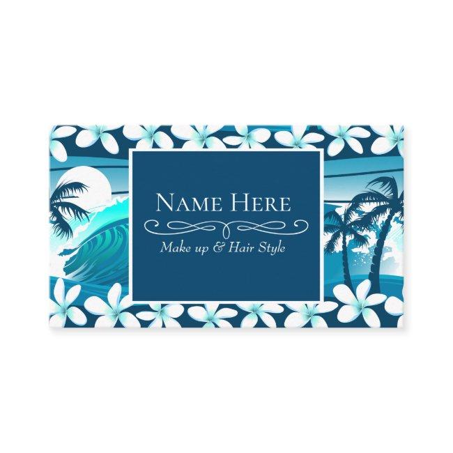 Tropical surf wave with palm trees