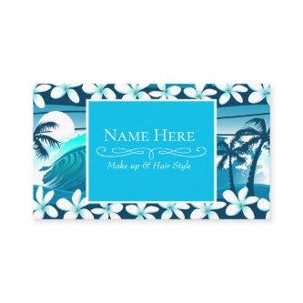 Tropical surf wave with palm trees