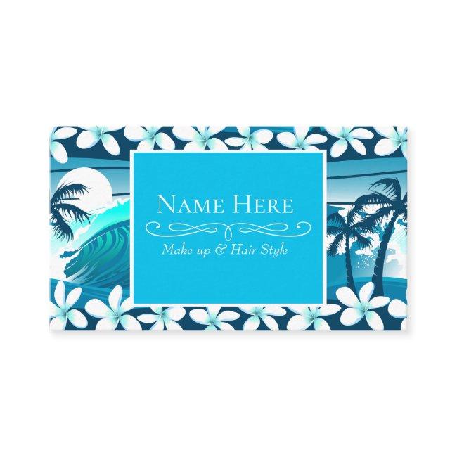 Tropical surf wave with palm trees