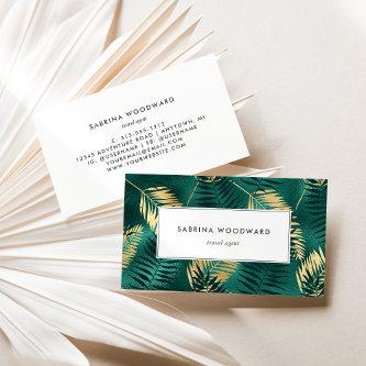 Tropical Teal Gold Foliage Pattern