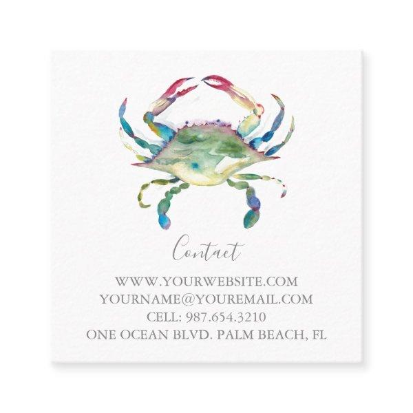 Tropical Watercolor Crab Square