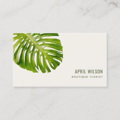 TROPICAL WATERCOLOR GREEN MONSTERA LEAF FOLIAGE