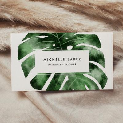 Tropical Watercolor Greenery Monstera Leaf