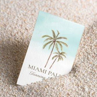 Tropical Watercolor Palm Tree Tanning Salon