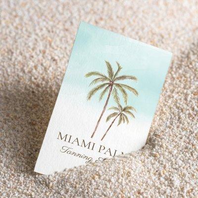 Tropical Watercolor Palm Tree Tanning Salon
