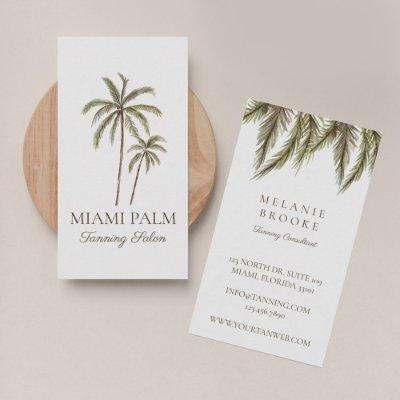 Tropical Watercolor Palm Tree Tanning Salon White
