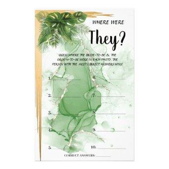 Tropical Where were They Bridal Shower Game Card Flyer
