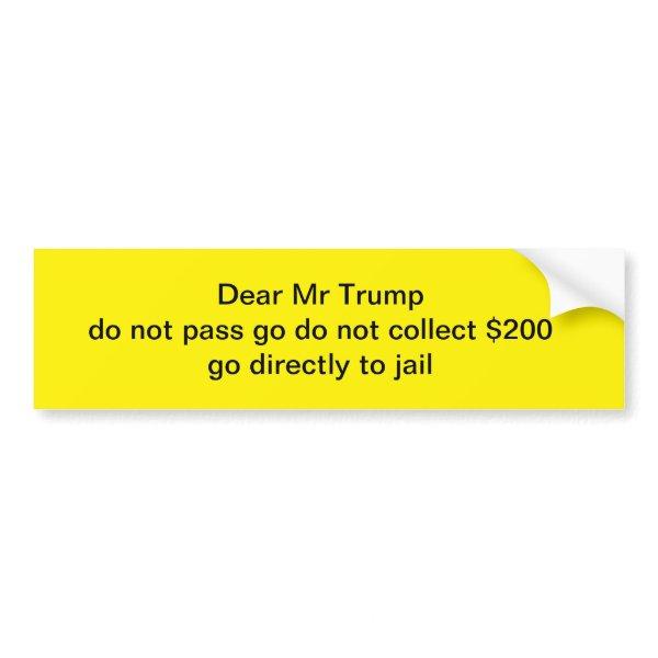 Trump go to jail card bumper sticker