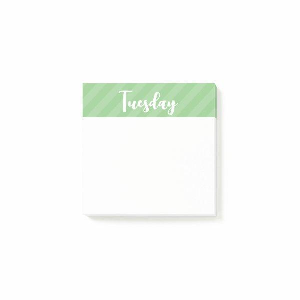 Tuesday - Green - Days of the Week - Post It Notes
