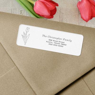 Tulip Line Art Return Address Label