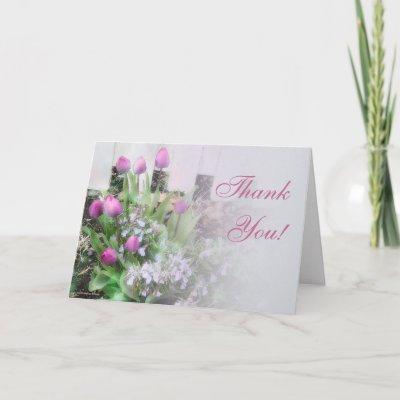 Tulips and Fence Thank You Card
