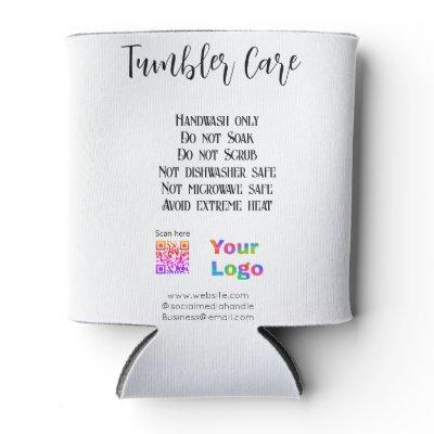 Tumbler care instructions add business name logo can cooler