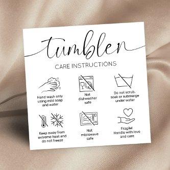 Tumbler Care Instructions Guide Minimalist Logo Square